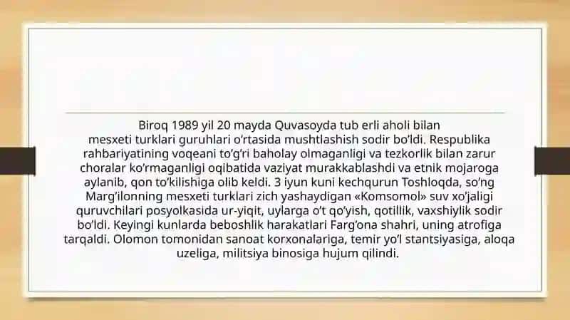 Farg’ona fojiasining keltirib chiqishiga tashqi kuchlar,undan ko’zlangan maqsad 4