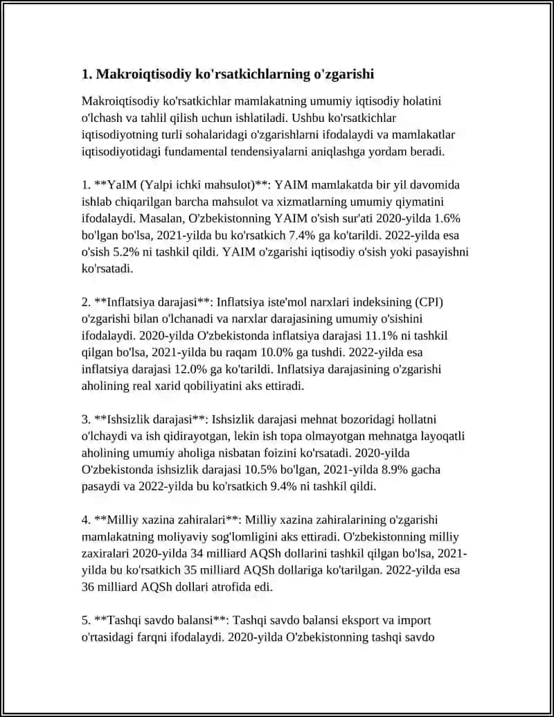 O'ZBEKISTON RESPUBLIKASINING YALPI ICHKI MAHSULOT TARKIBIDAGI O‘ZGARISHLAR TAHLILI 4