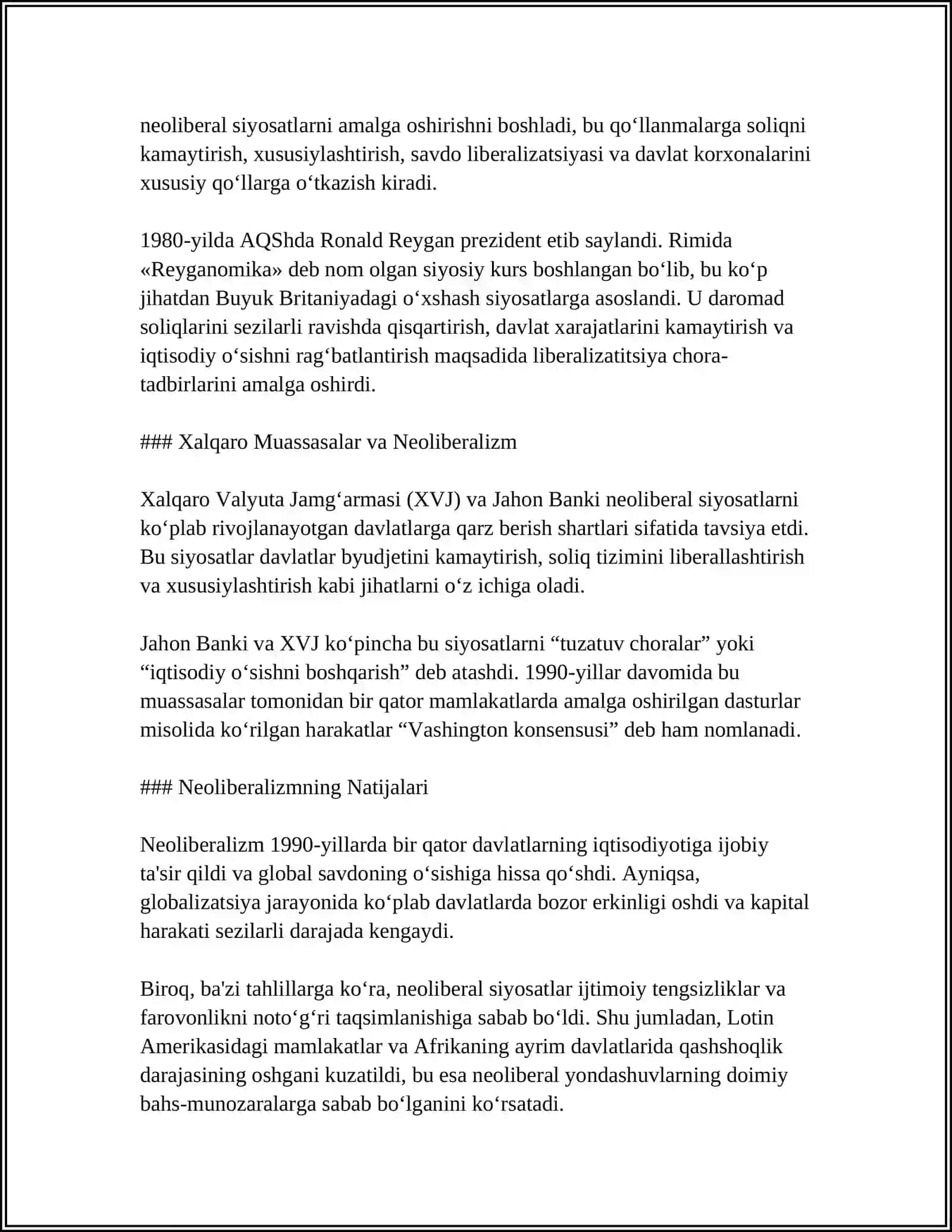NEOLIBERALIZM KONSEPTSIYALARINING XUSUSIYATLARI VA AHAMIYATI 4