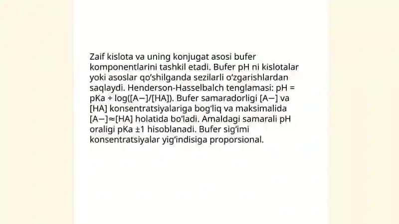 Kislata asosli muvozanat bufer sistema 4