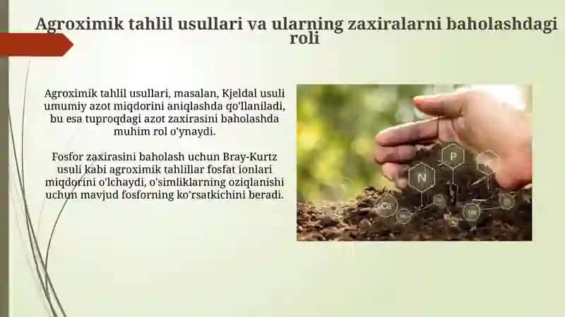Tuproqdagi oziqa elementlari zaxiralarinihisoblash 4
