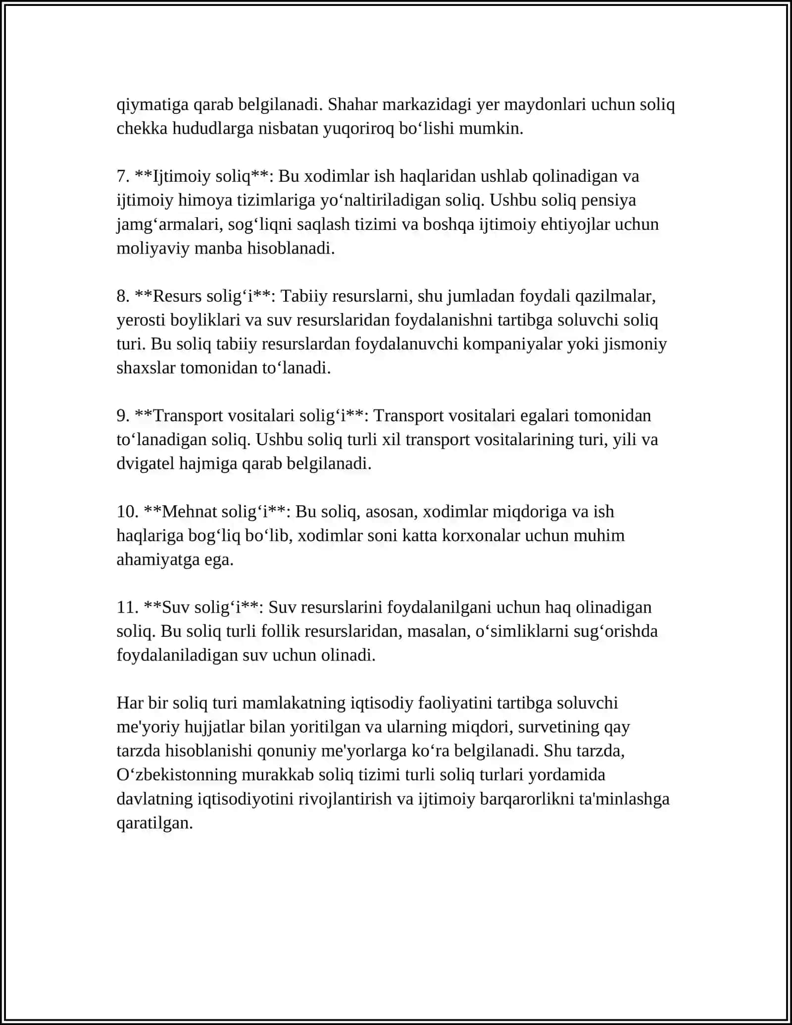 DAVLAT BUDJETINING SOLIQLARGA KO’RA TARKIBI. SOLIQ YUKI 4