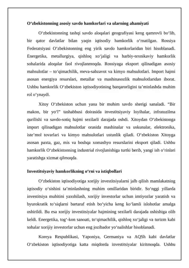 O‘zbekistonning xorijiy mamlakatlar bilan iqtisodiy, siyosiy va madaniy aloqalari 4