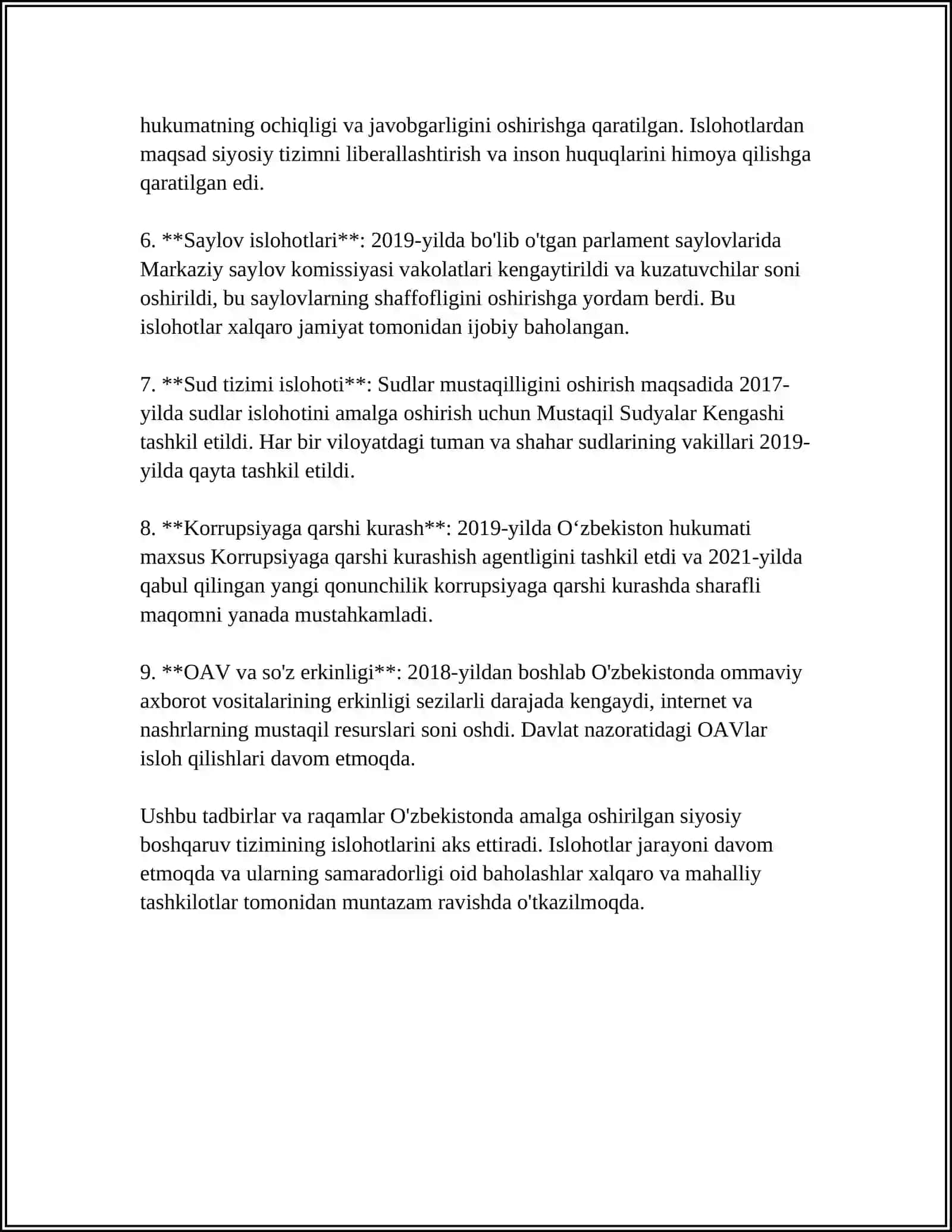 MUSTAQILLIK YILLARIDA DAVLAT BOSHQARUVI TIZIMIDA AMALGA OSHIRILGAN ISLOHOTLAR 4