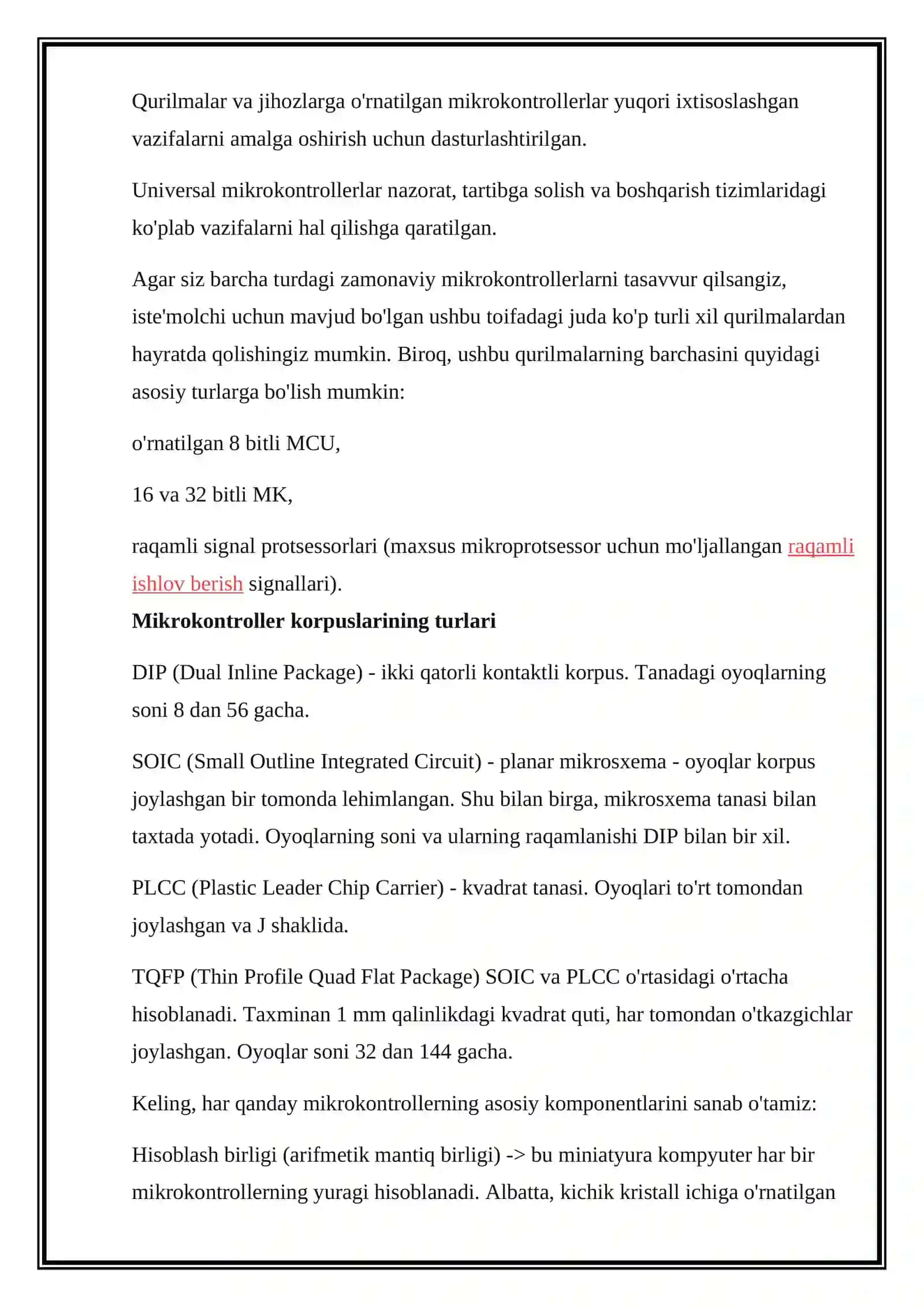 PIC mikrokontrollerlar oilasi va ularning qo‘llanilishi 4