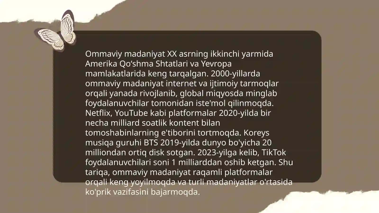 Ommaviy madaniyatning shakllanish tarixi va uning turlari 4