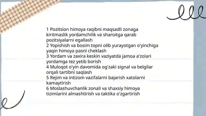 Basketbol oʻyinida hujum va himoya taktikasini oʻrgatish 4