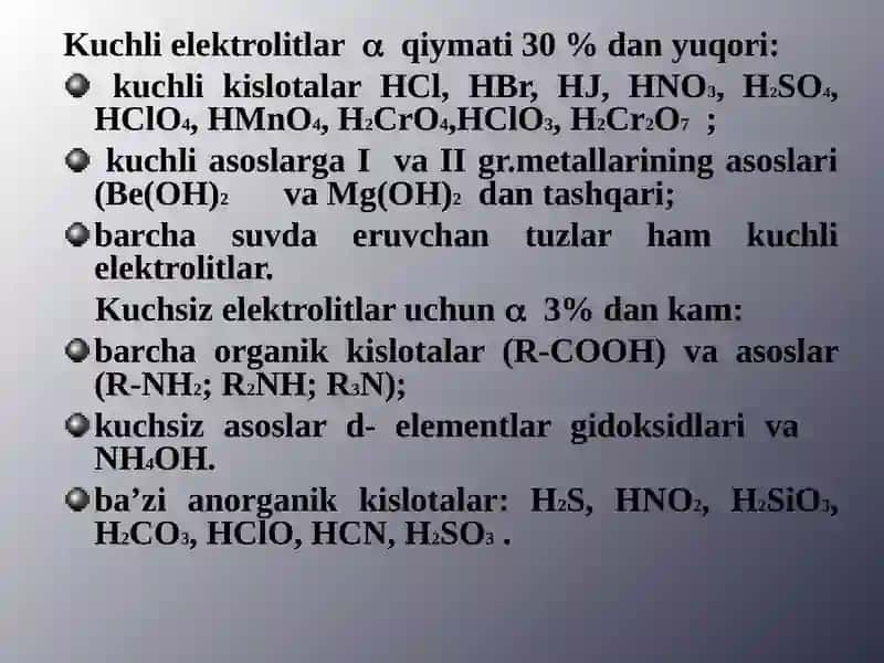 Elektrolitik dissotsilanish nazariyasi 4