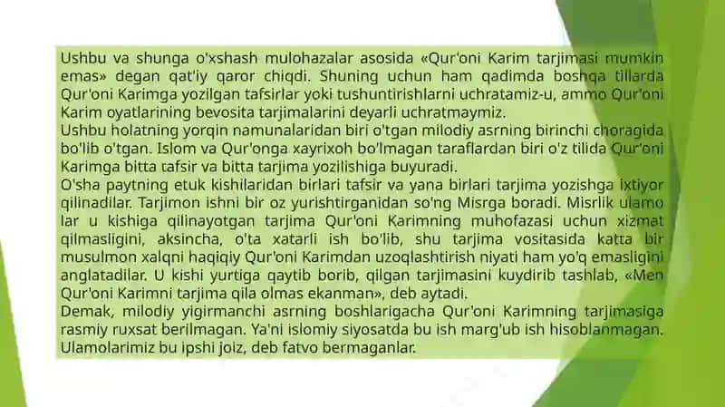 MUSTAQILLIKYILLARIDA QUR’ONNING O’ZBEK TILIGA TARJIMA QILINISHI VA TAFSIRLARI 4