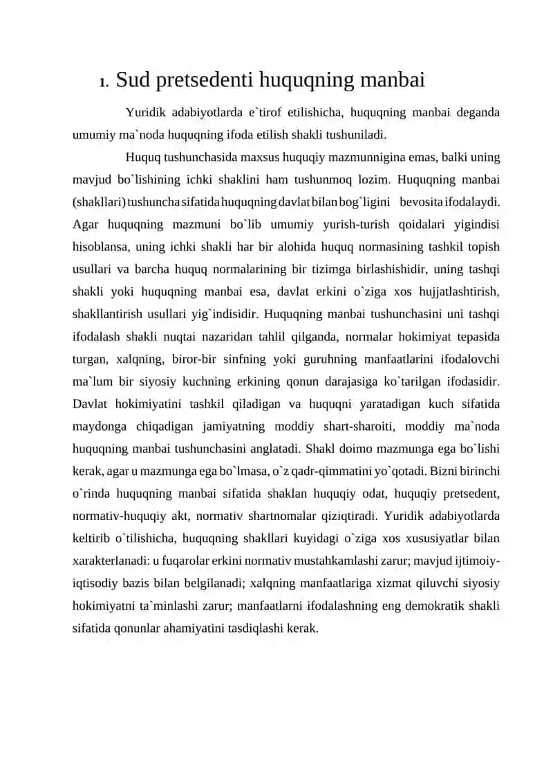 Sud pretsedenti huquqning manbai sifatida 4