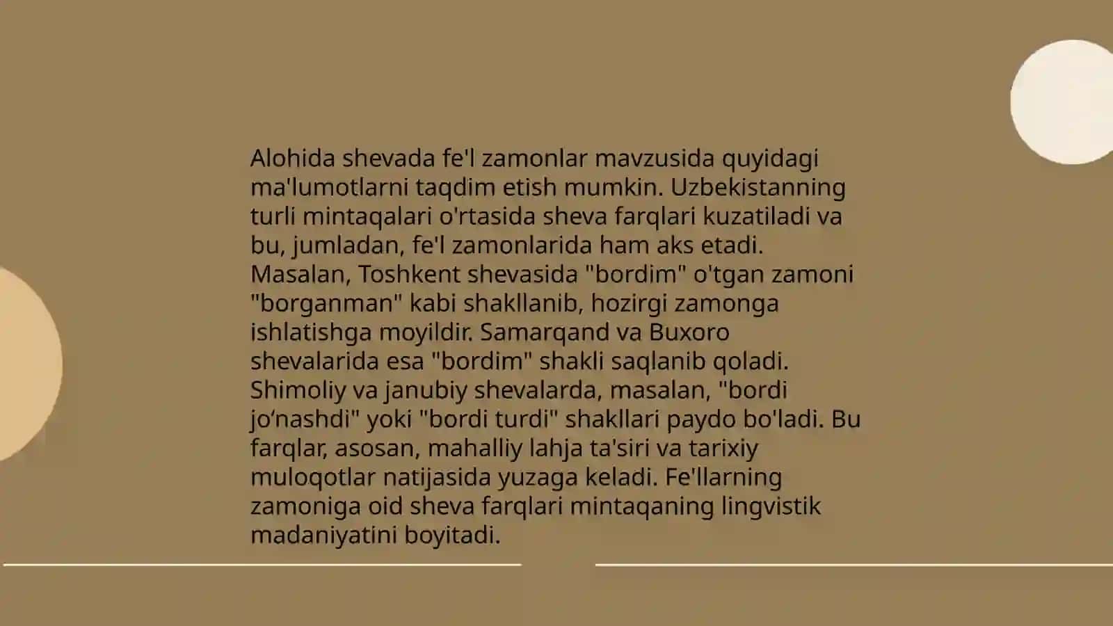 Shevada zamon shakllari tahlili 4