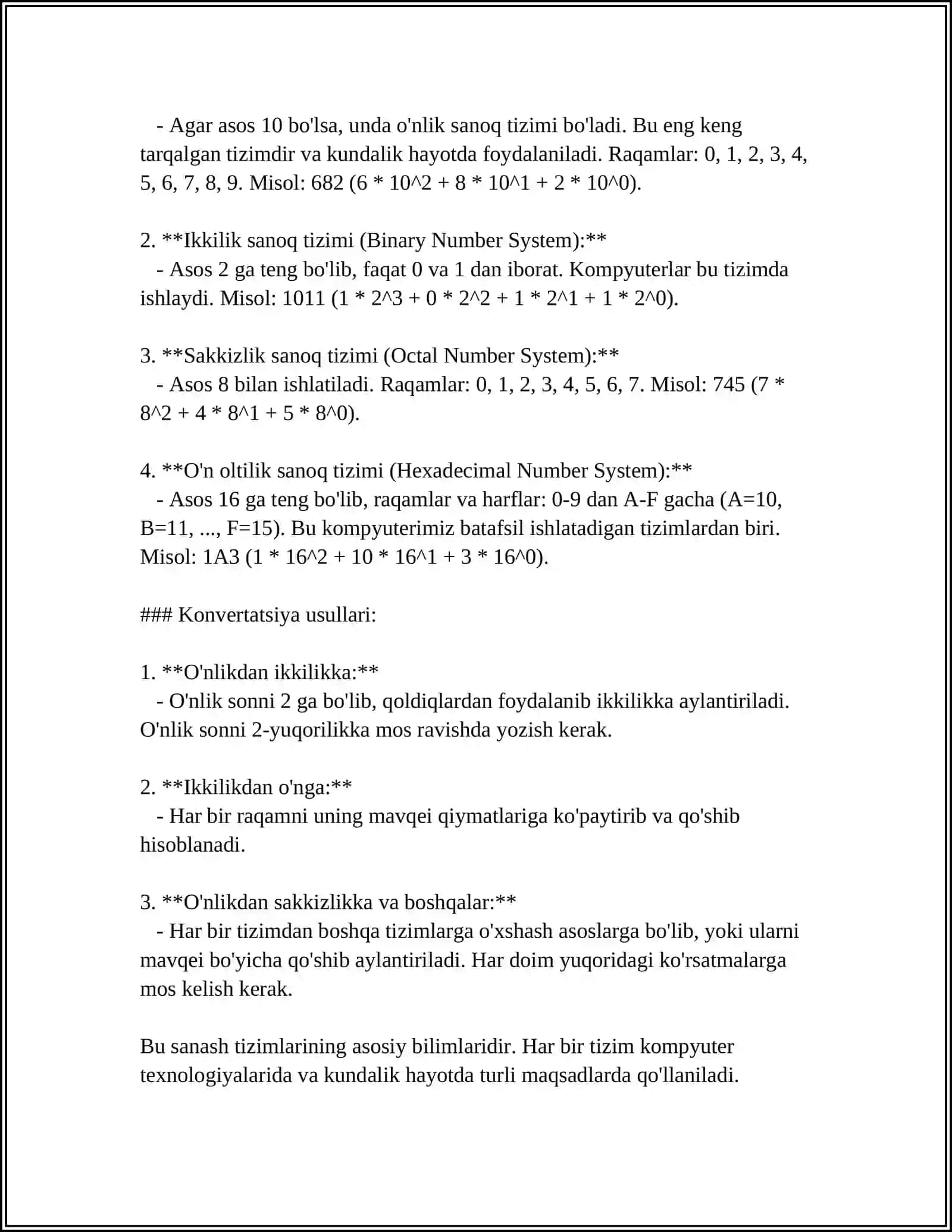 Sanoq Sistemasi Tushunchasi 4