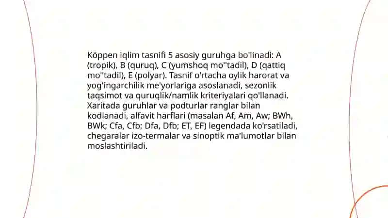 Dunyoning iqlim mintaqalari va o'lkalar kartasi 4