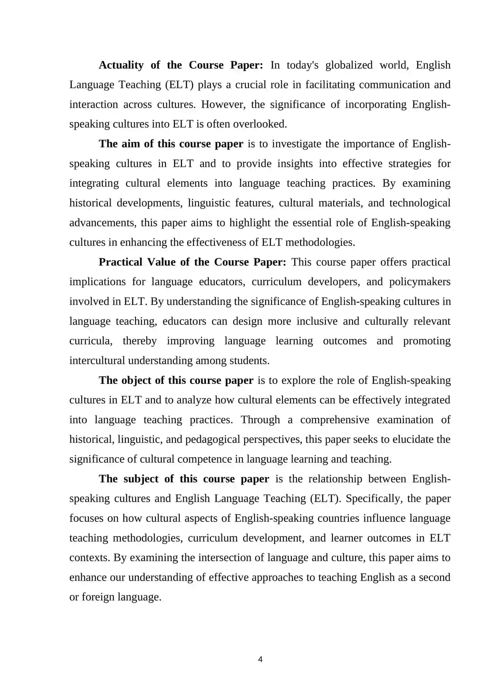 The role of English-speaking cultures in ELT 4