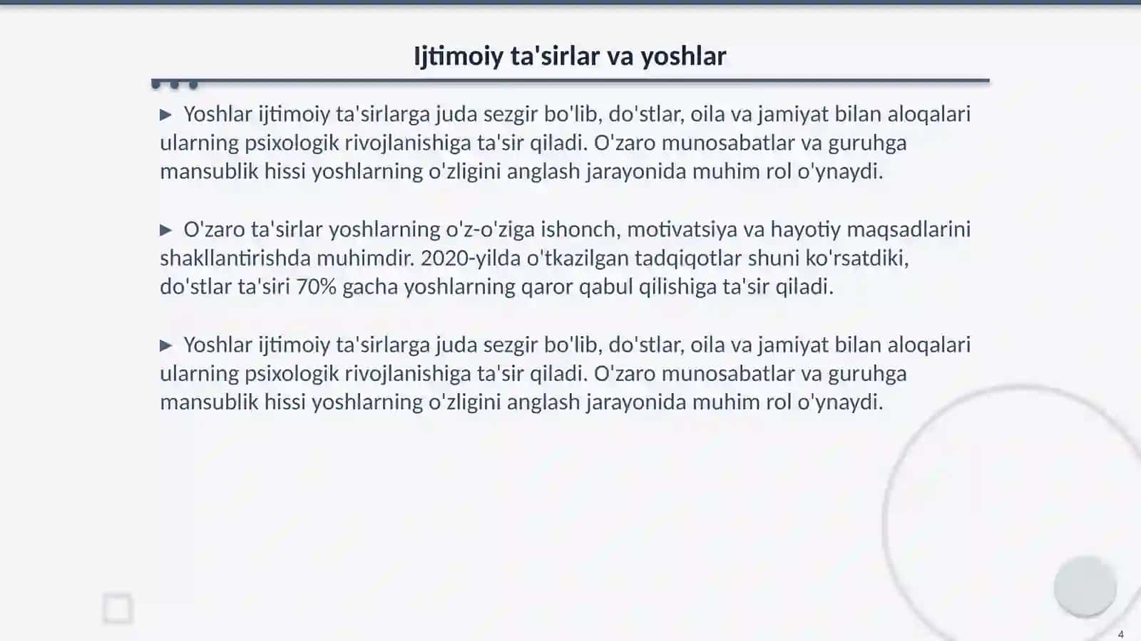 Yoshlik davrining psixologik xususiyatlari 4