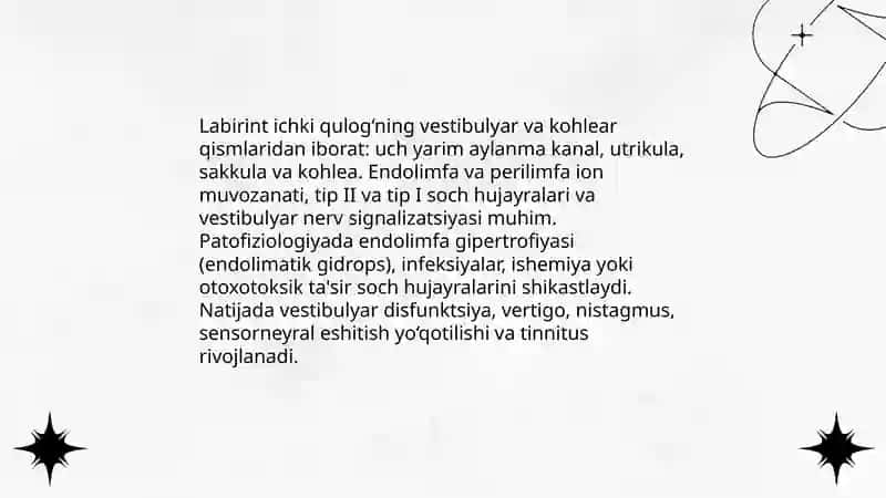 Ichki quloq kassaliklari labirint kassaligi 4