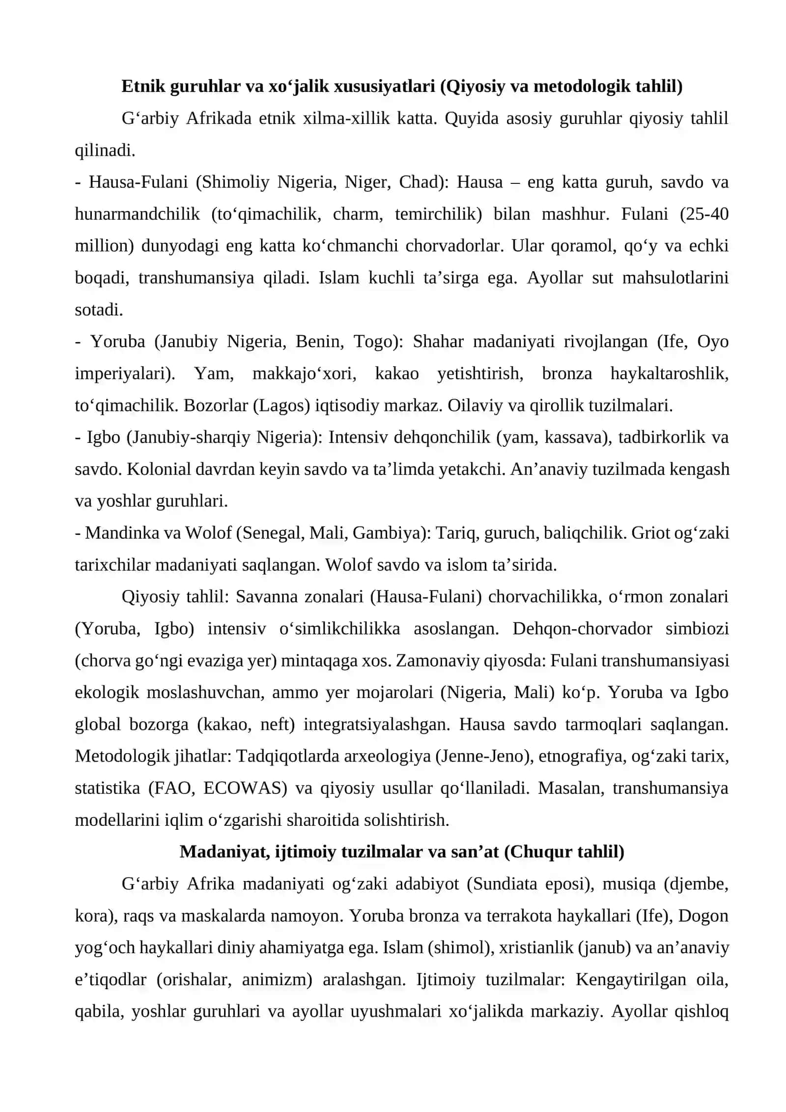 G‘arbiy Afrika xalqlari xo‘jaligi va madaniyati 4