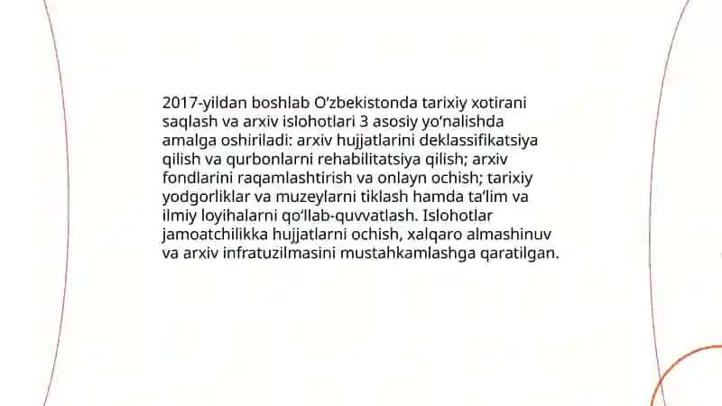 Oʻzbekistonda milliy qadriyatlar va tarixni tiklash borasidagi islohotlar mazmuni 4