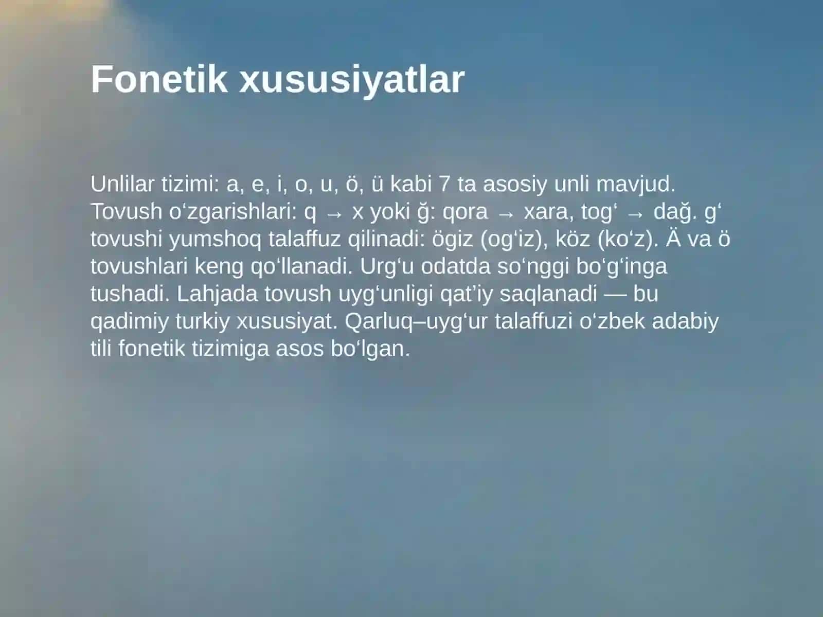 Qarluq–Chigil–Uyg‘ur lahjasiga xos xususiyatlar 4