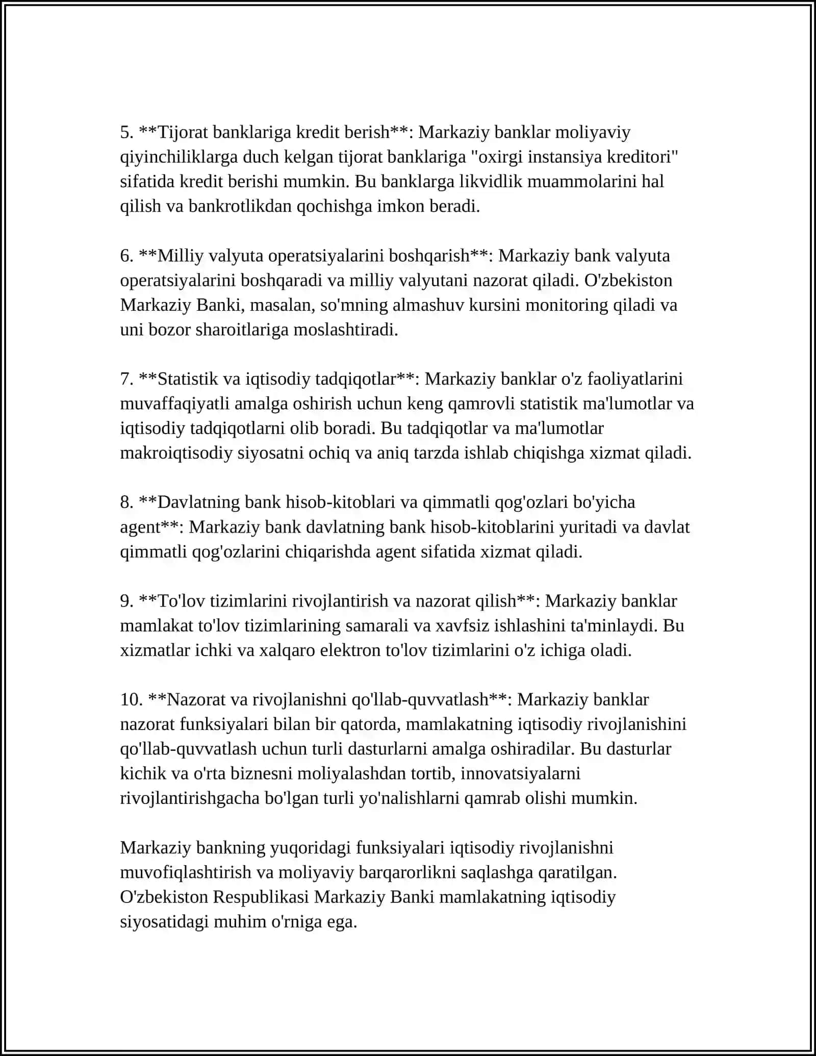MARKAZIY BANKNING AKSIYALAR SOTIB OLISH OPERATSIYASI REFERAT 4
