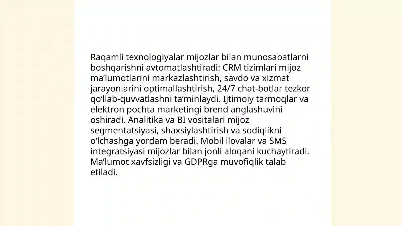 Tadbirkorlikda mijozlar bilan munosabatni boshqarish samaradorligi 4