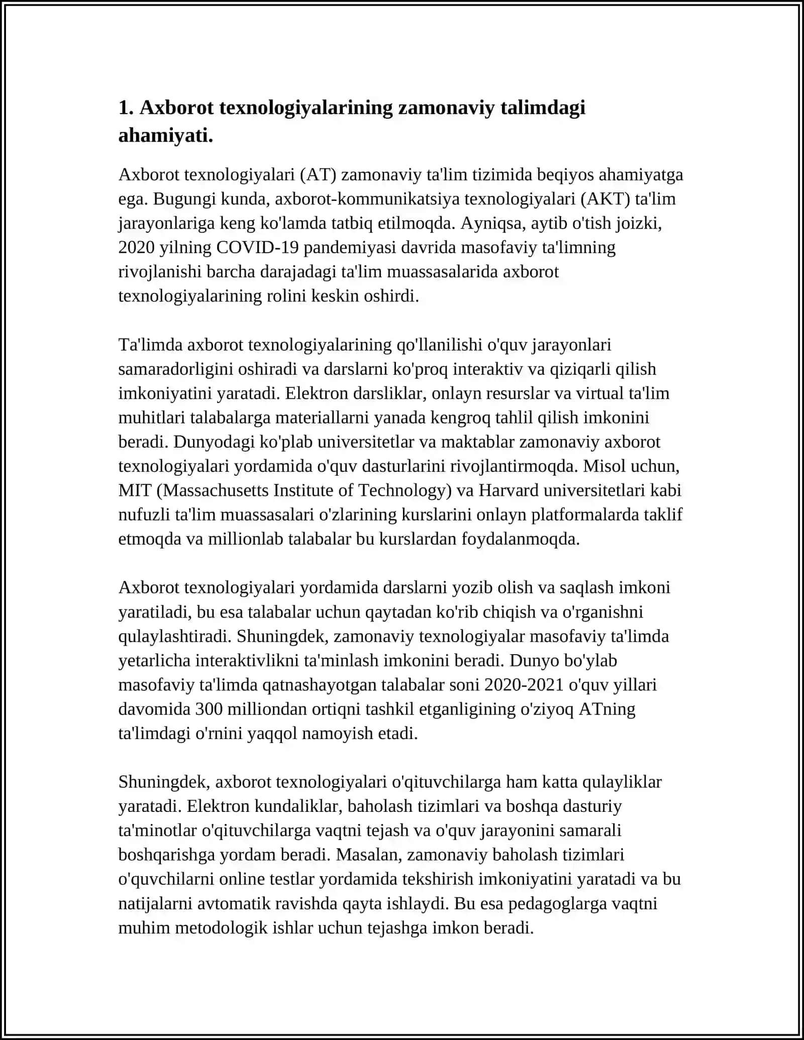 UZLUKSIZ TAʼLIM TIZIMIDA INFORMATIKA AXBOROT TEXNALOGIYALARI FANINI OʻQITISHNING OʻQUV METODIK TAʼMINOTI 4