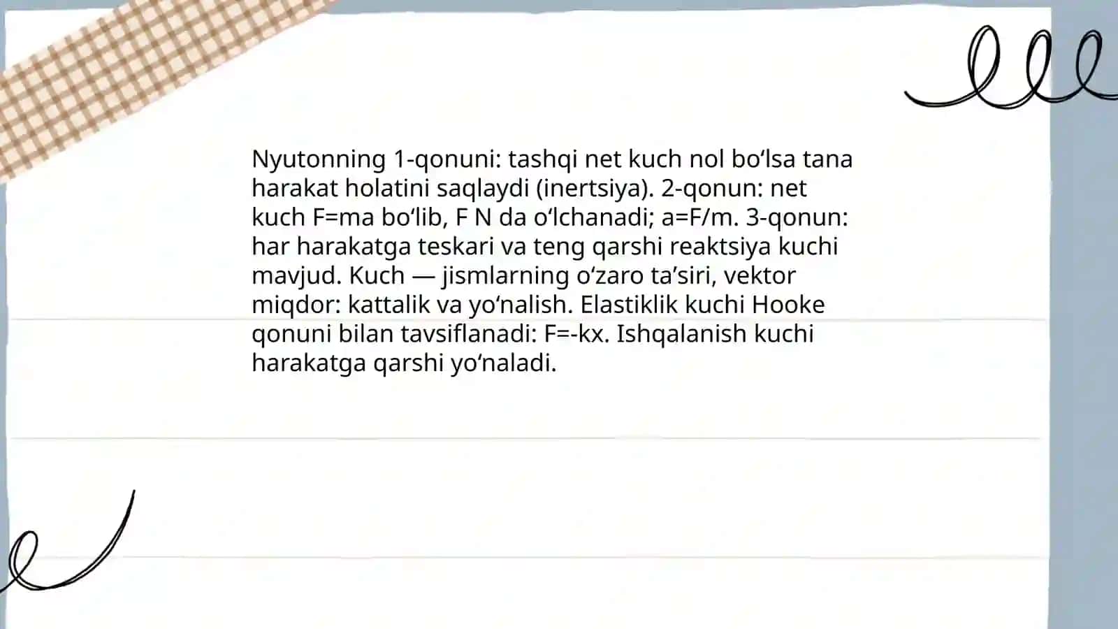 Kuch. Elastiklik kuch. Ishqalanish Abdullayeva Dilnoza 4