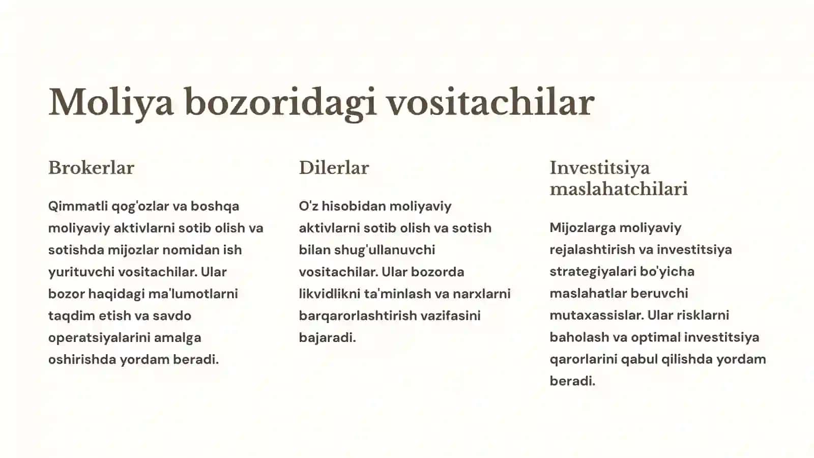 Moliya bozori institutlari: Faoliyati va turlari 4