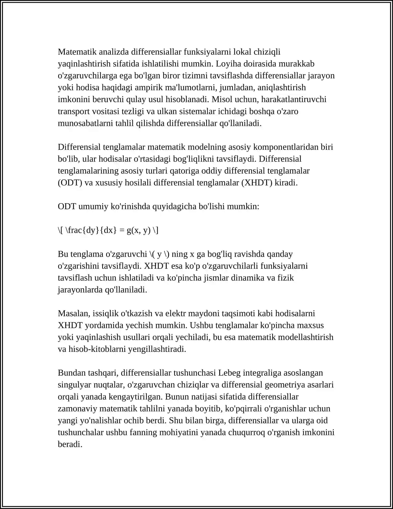YUQORI TARTIBLI HOSILA VA DIFFERENSIALLAR. DIFFERENSIAL HISOBNING ASOSIY TEOREMALARI 4
