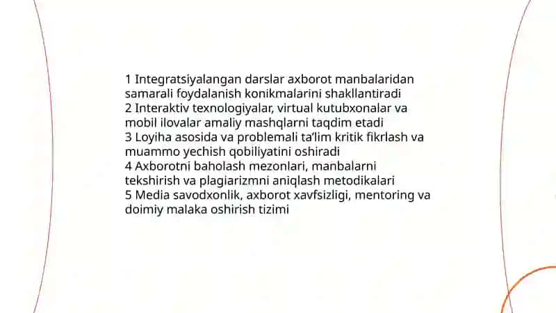 Kutubxona pedagogik faoliyat nazariyasi va amaliyotining yetakchi yoʻnalishlari 4