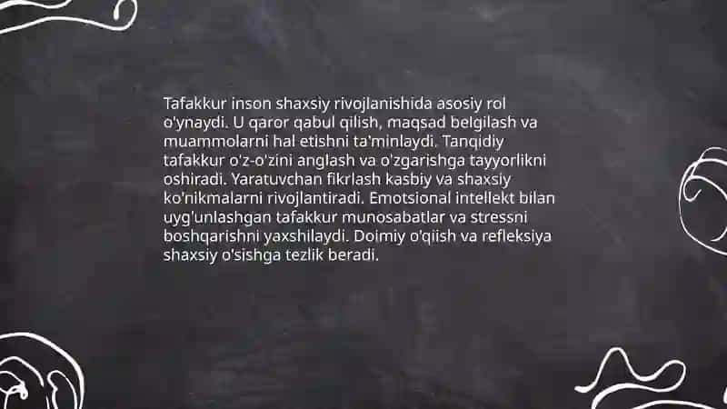 Tafakkurning inson hayotidagi oʻrni 4