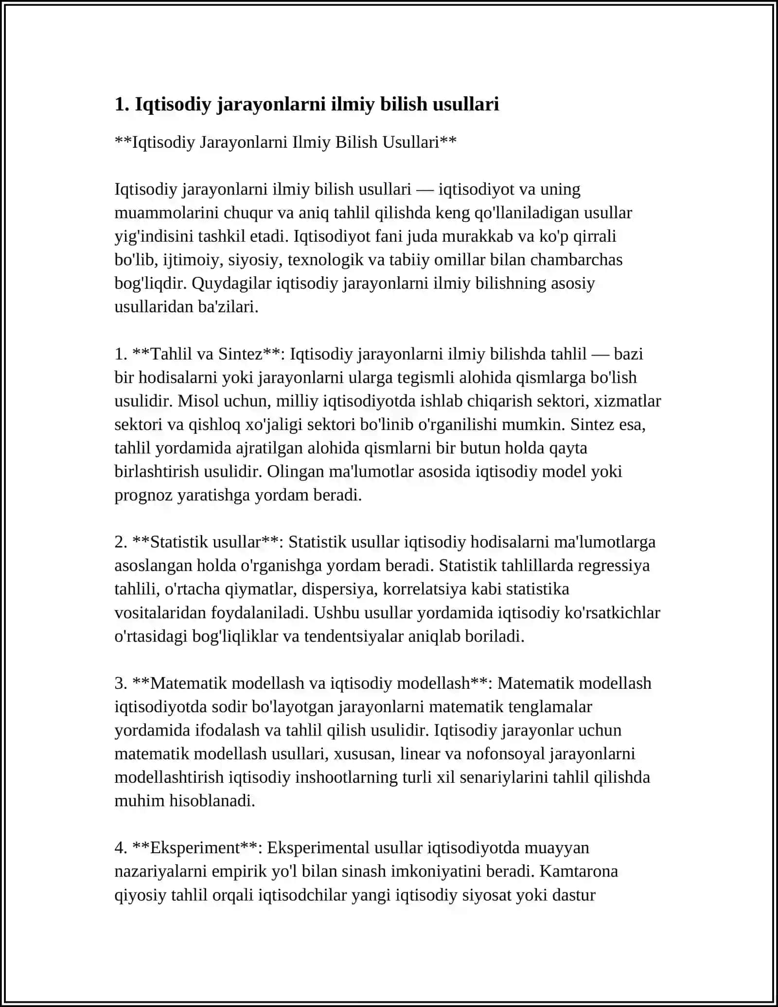 IQTISODIY JARAYONLARNI ILMIY BILISH USULLARI 4