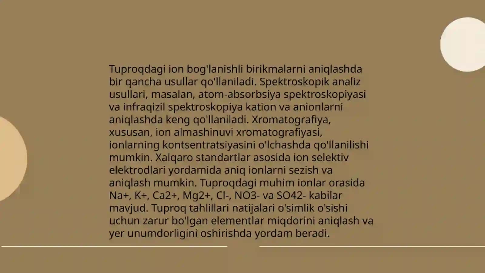 Tuproq va suvning ifloslanishida ion bog'lanishli birikmalarni aniqlab ulardan tozalash g'oyasiniishlab chiqish 4