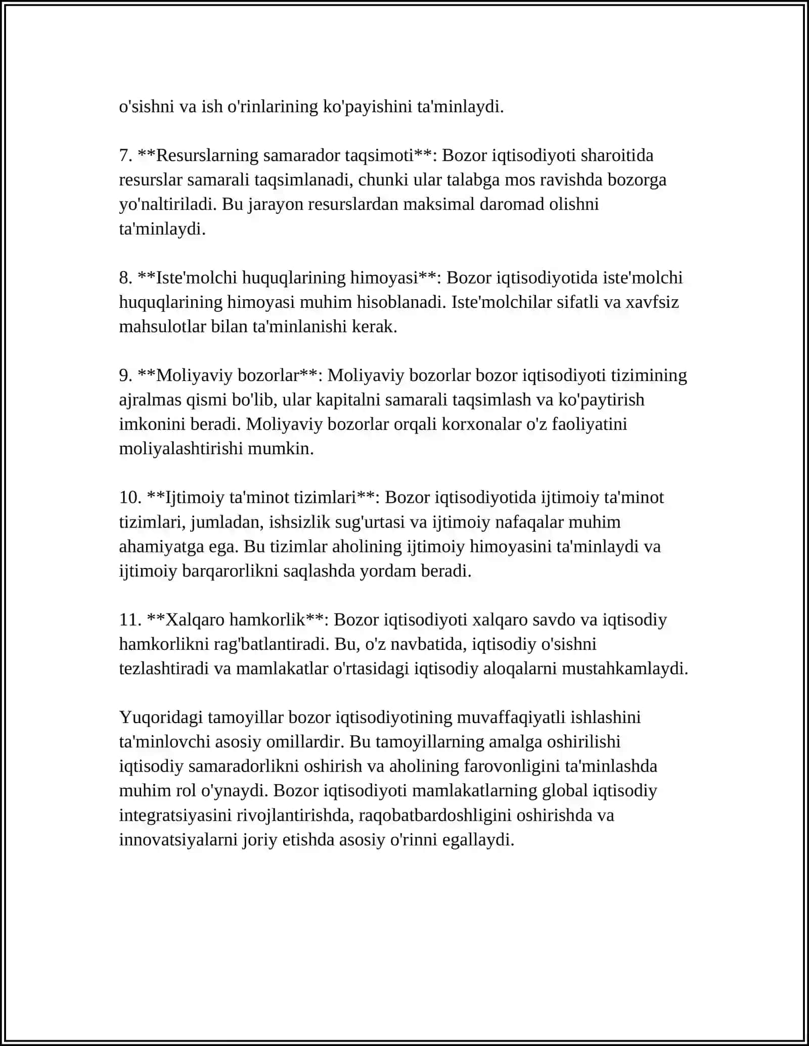 BOZOR IQTISODIYOTINING AFZALLIKLARI VA ZIDDIYATLARI 4