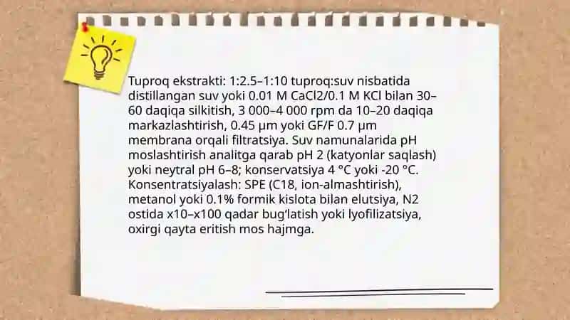 Tuproq va suvning ifloslanishida ion bogʻlanishli birikmalarni aniqlash 4