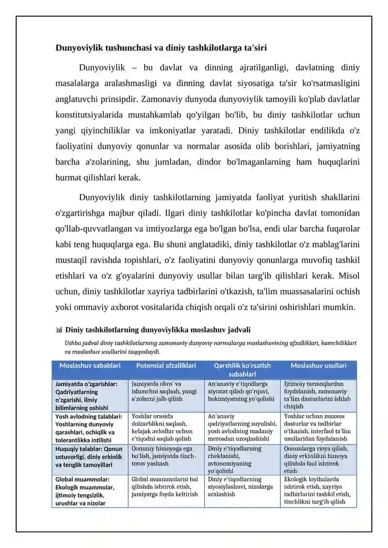 Diniy tashkilotlar va zamonaviy dunyoviylik: zarurat va imkoniyatlar 4