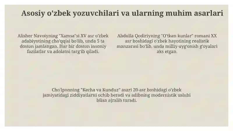 Mashhur oʻzbek adiblari ijodidan namunalar 4