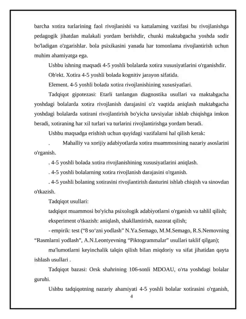 O'rtasiyorlar uchun xotira rivojlantirish kurs ishi 4