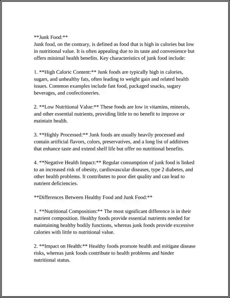 Definitions and Differences Between Healthy Food and Junk Food 4