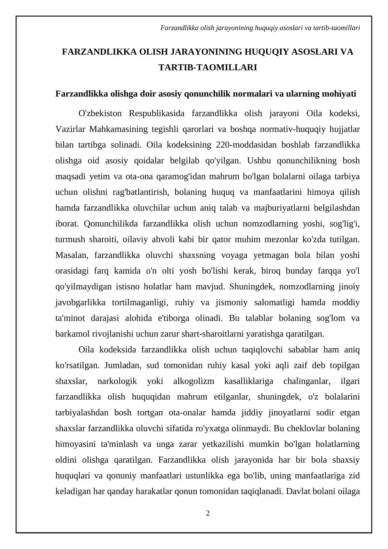 Farzandlikka olish jarayonining huquqiy asoslari va tartib-taomillari 4