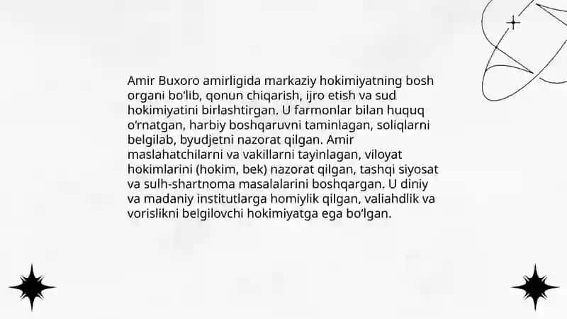 Buxora amirligining davlat boshqaruvi tizimi Davlat muassalarida 4
