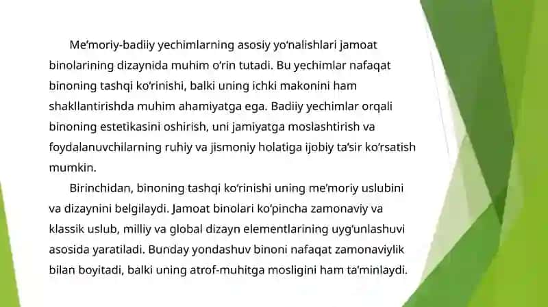 Jamoat binolarini loyihalashda me’moriy-badiiy yechimlar 4