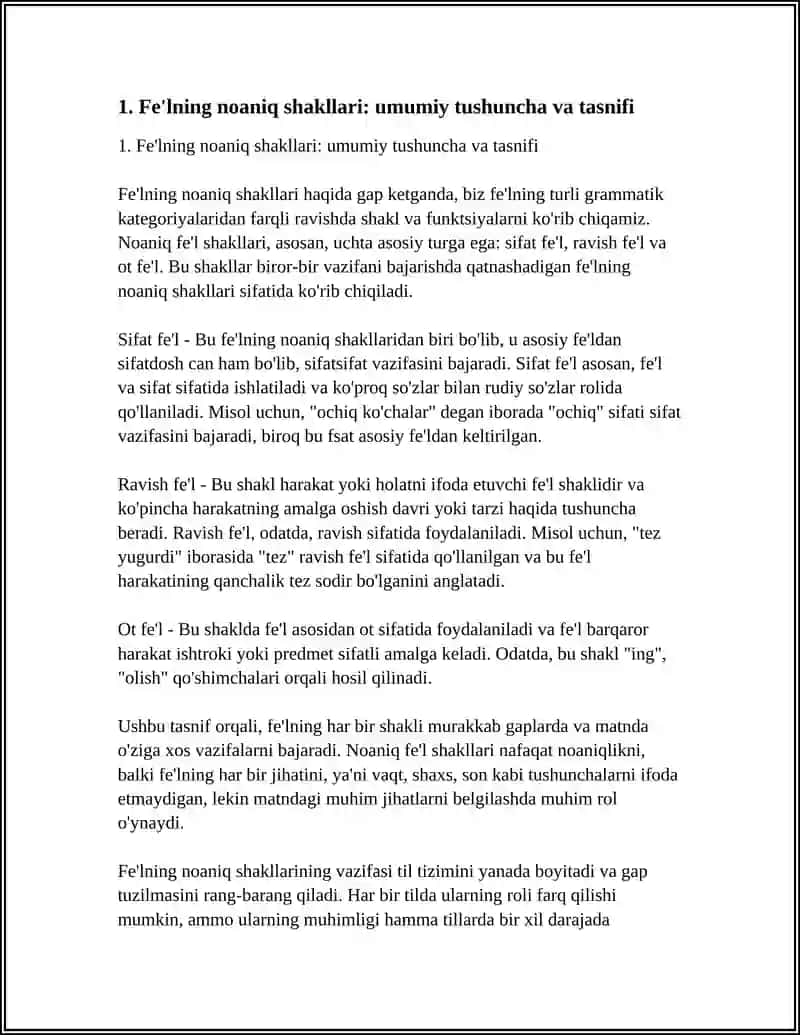 NON-FINITE FORMS OF THE VERBS HAQIDA MUSTAQIL ISH QB BER 4