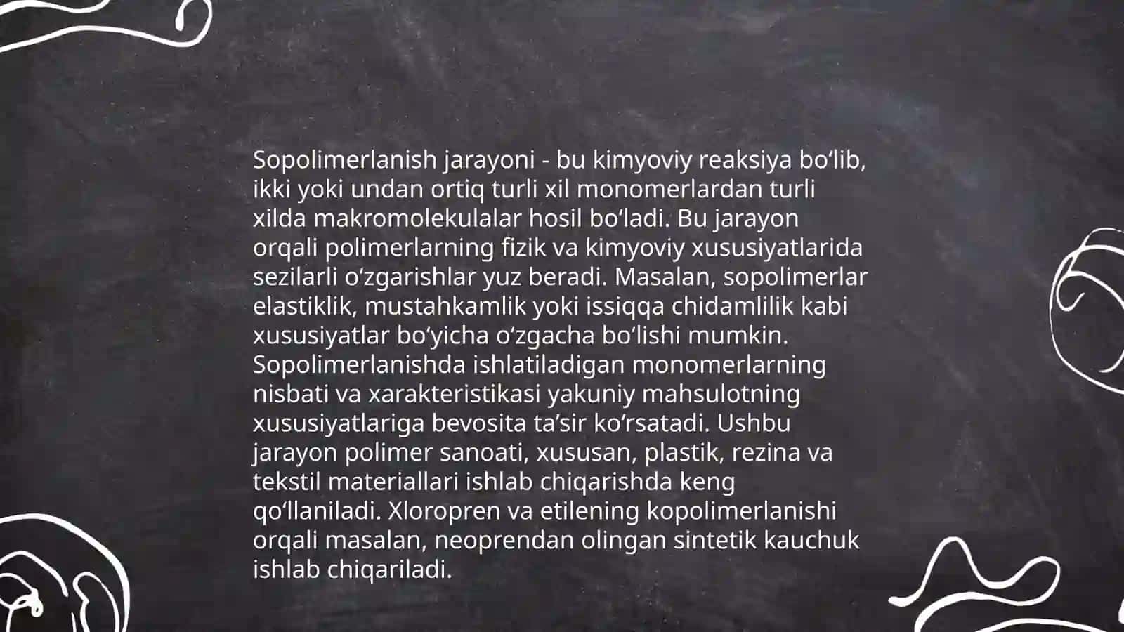 Sopolimerlanish reaksiyasi bo'yicha olinadigan sintetik kauchiklar 4