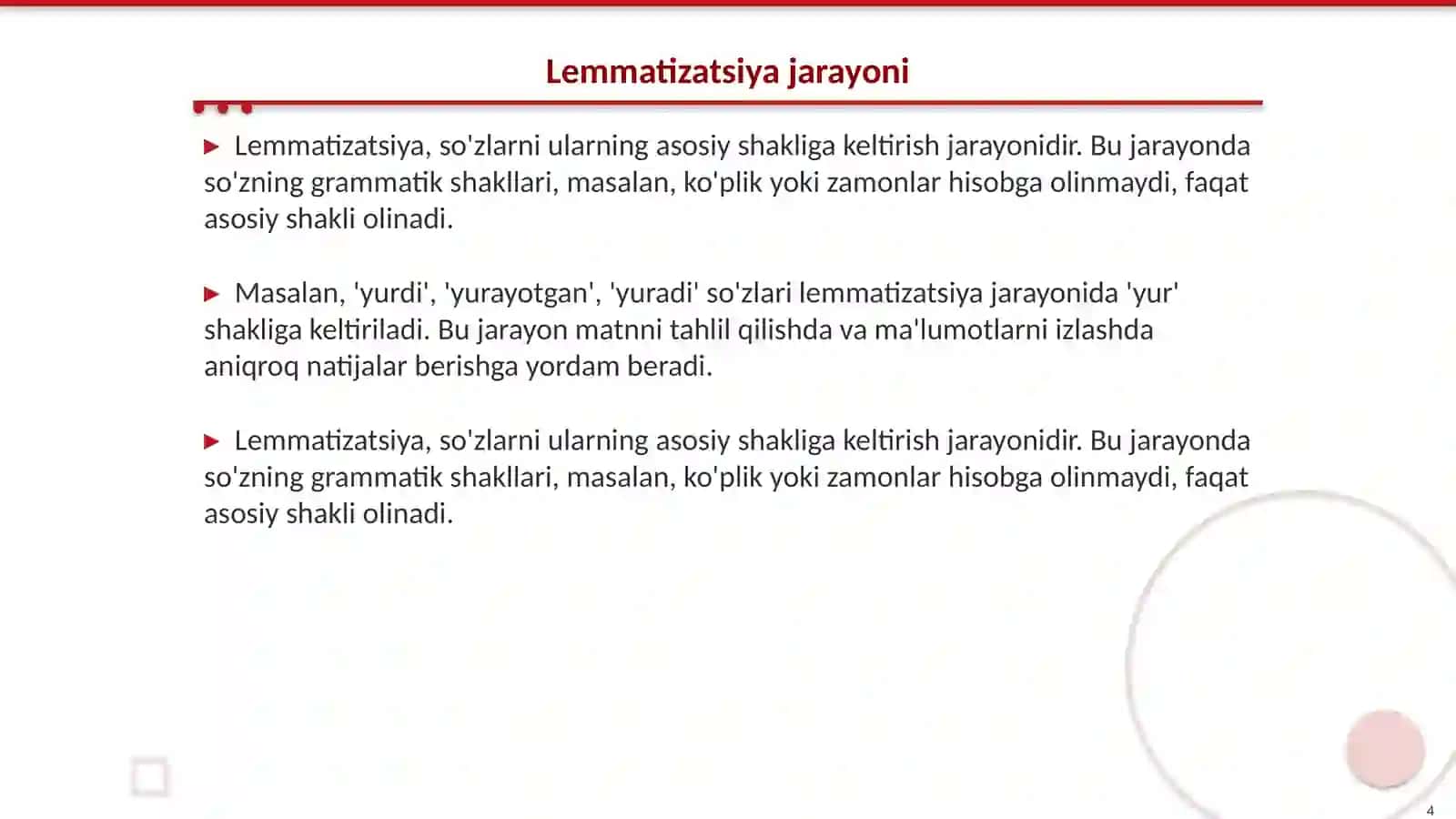 TF-IDF vektorlari va lemmatizatsiya 4