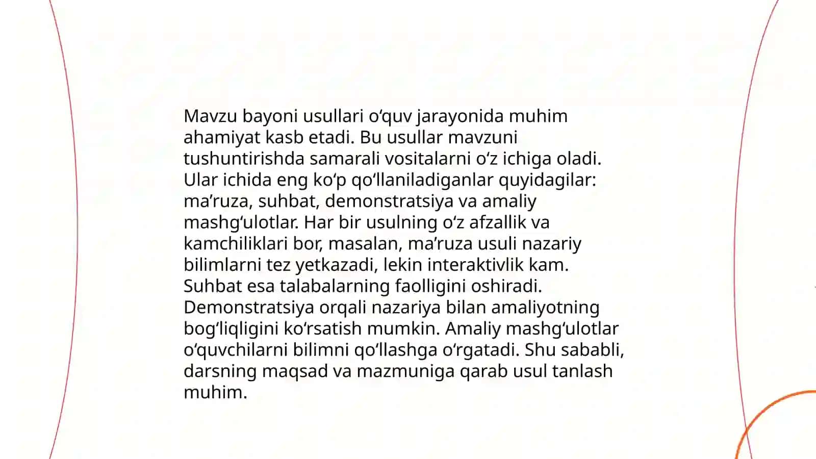 An'anaviy õqitish metodlari klassifikatsiyasi 4