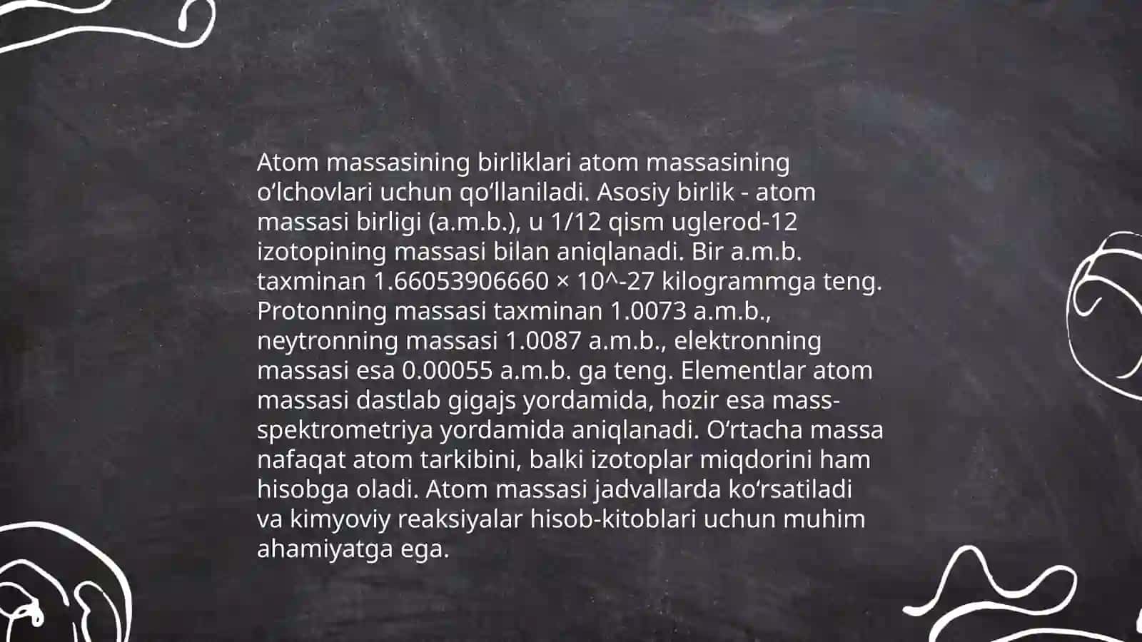 Atom massa. Molekulyar massa. Molyar massa va Allatropiya 4