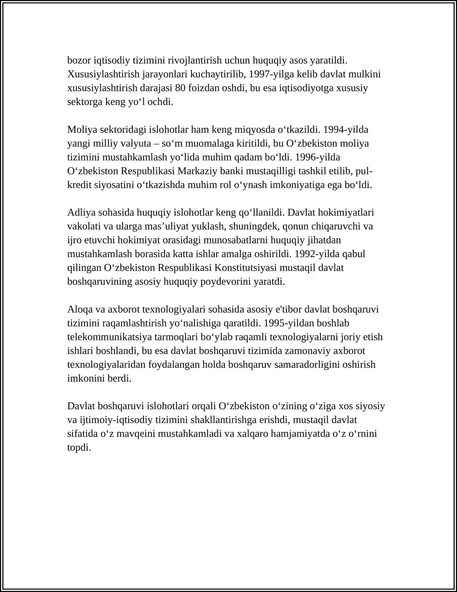O'zbekistonda Mustaqilik Yillarida Davlat Boshqaruv Tizimidagi Islоhotlar 4