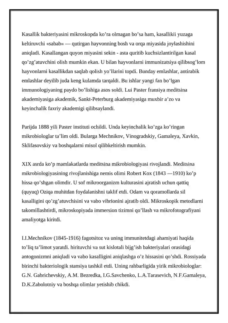 Mikrobiologiyani rivojlantirish tarixi 4