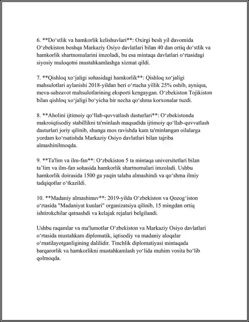 O'zbekiston va Markaziy Osiyoda Tinchlik Diplomatiyasi 4